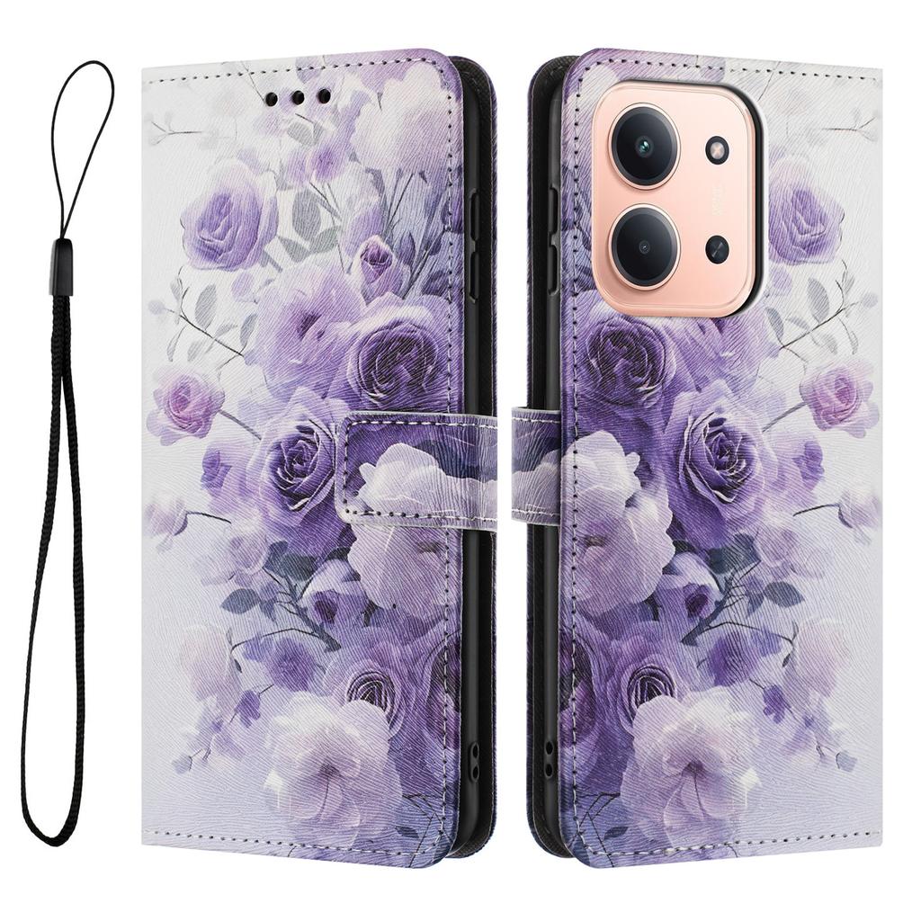 For Xiaomi Redmi 15C 4G (Global) (171mm)/Xiaomi Poco C85 4G Wallet Case Pattern Printing PU Leather Phone Cover with Lanyard