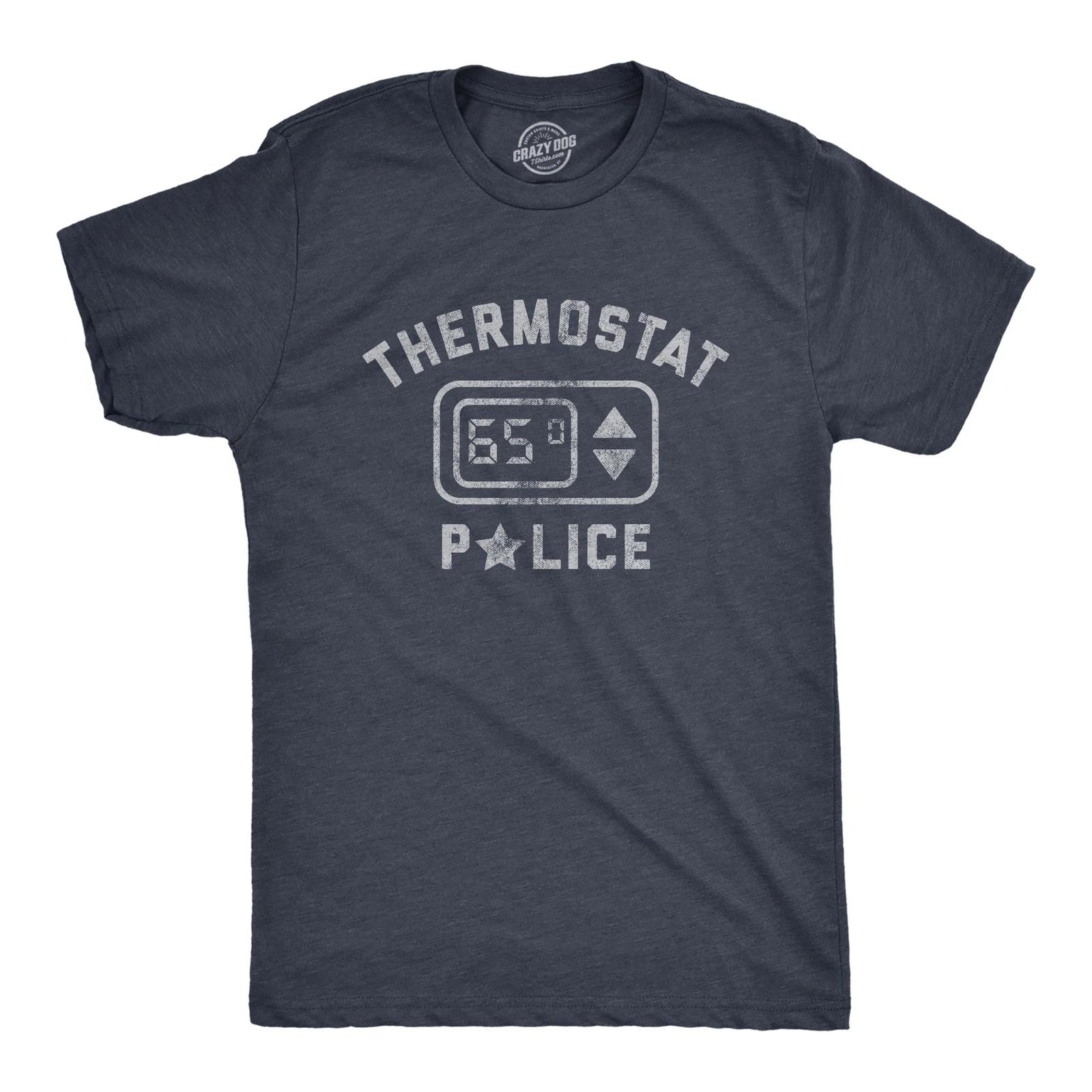 Mens Thermostat Police T Shirt Funny HVAC Heating and Air Conditioning Climate XXXL