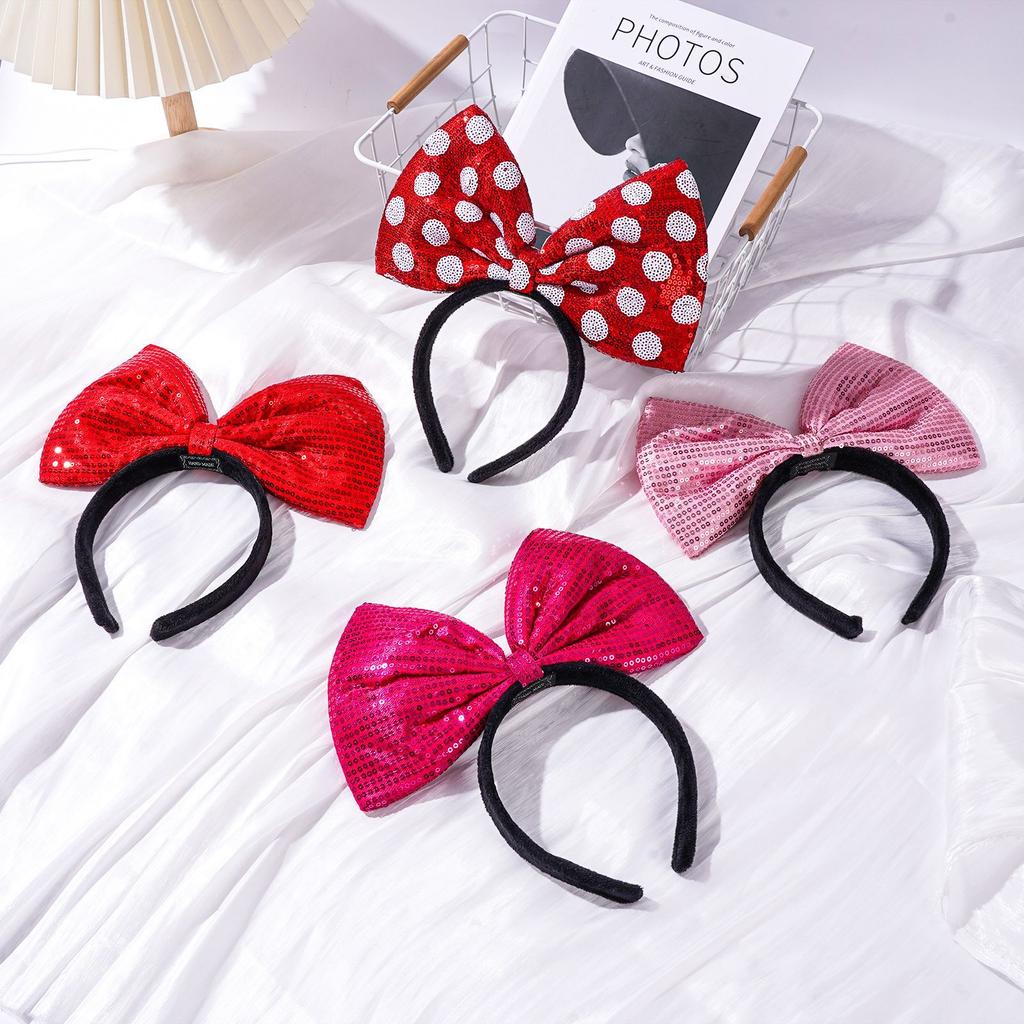 Custom Sequins Big Bow Three-Dimensional Hair Accessories Oversize Christmas Headband for Women Girls