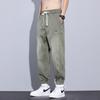Men's Ice Silk Jeans with Cuffed Legs, 2026 New Summer Thin Style, American Style Work Pants, Casual Trousers for Men
