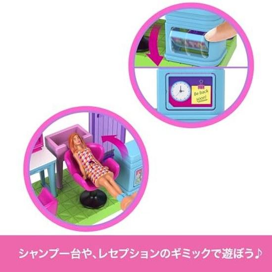 Barbie Mini Land Friseursalon Verkleidepuppe Puppenhaus Rollenspiel Rollenspiel Mikro-Puppe Enthalten Spielset Ab 6 Jahren Rosa JCR32