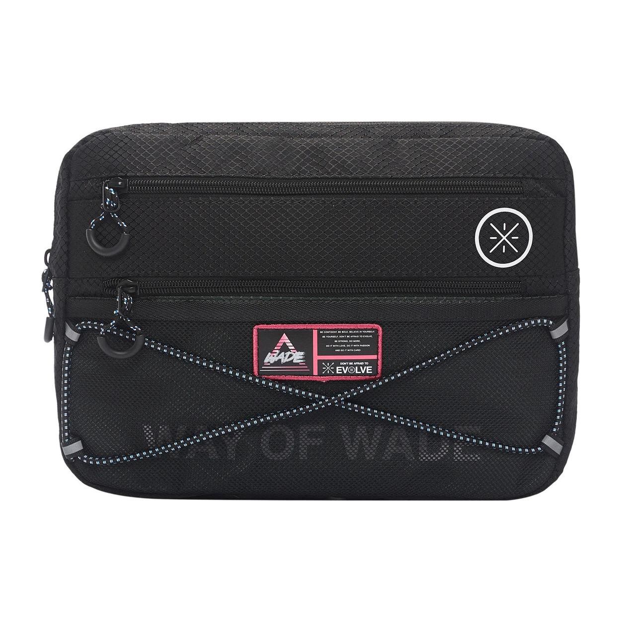 Li Ning Wade Series Reflective Zipper Closure Fabric Shoulder Crossbody Bag Unisex bags Black ABDS393-1 Black