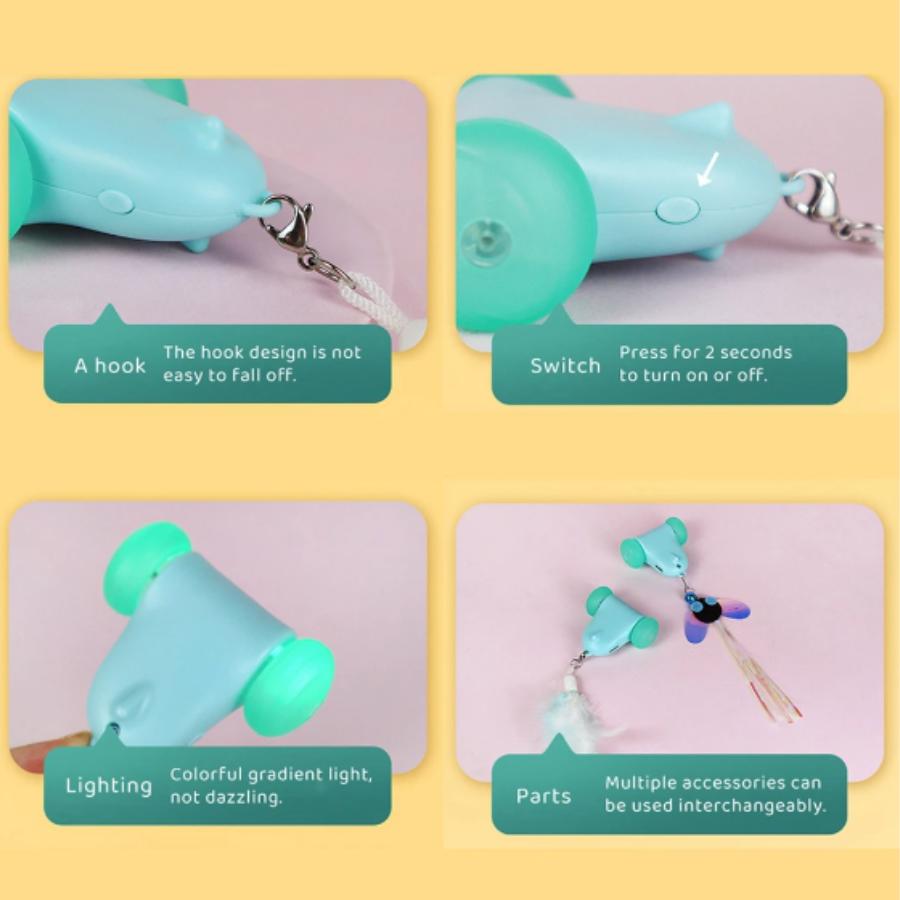 Running Mouse Cat Toys Interactive Colorful Light Cat Teaser Sticks Irregular Motion Electric Cats Toy Mice Smart Sensor Pet Toy
