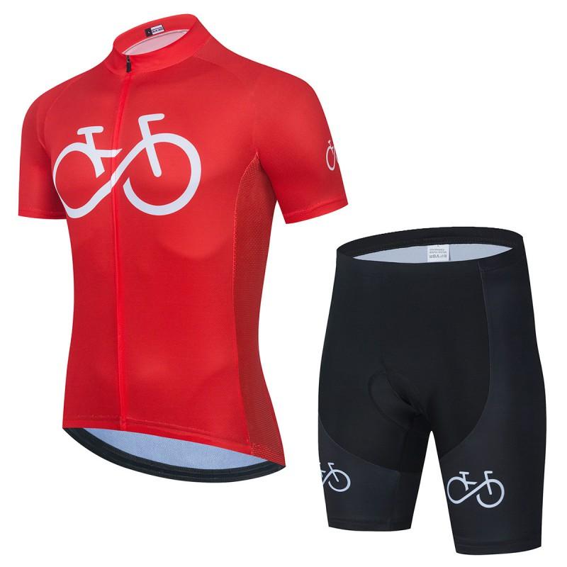Mens Breathable Cycling Jersey Bib Shorts Set Short Sleeve Riding Outfit Road Bike MTB