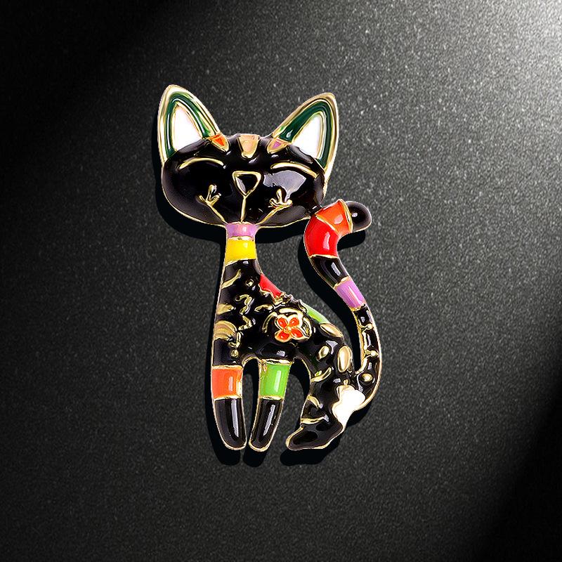 Cat Brooch Accessories Creative Brooch Cartoon Cat Diamond Egyptian Cat Brooch Anti-light Pin Manufacturer Pin