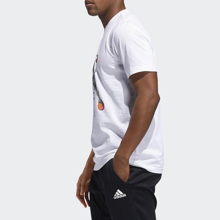Adidas Harden Movement Print Basketball Short Sleeve T-Shirt Men Tops White DZ1872