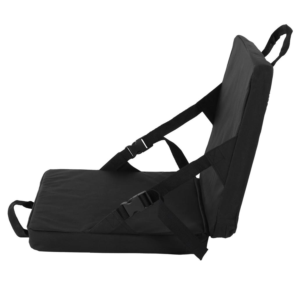 Folding Cushion Outdoor Portable Adjustable Camping Cushion Chair with Backrest Black