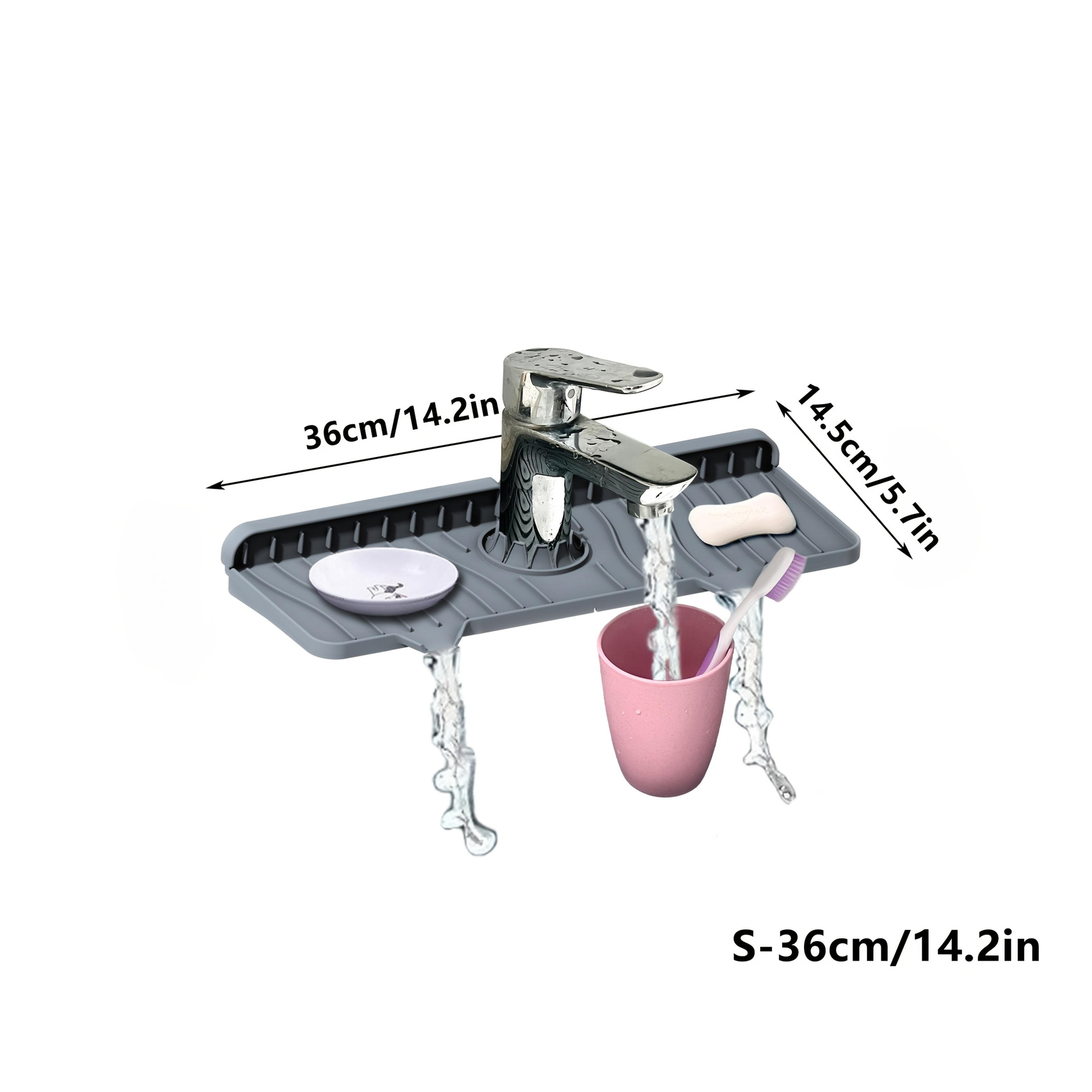 

1шт силиконовый коврик для крана, складной водонепроницаемый поддон для сбора капель на столешницу для кухни и ванной комнаты с 3-градусным наклонным сливом, утолщенная накладка против брызг S серый