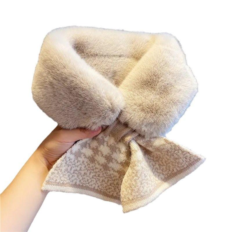 Small Scarf Imitation Rabbit Fur High End White Collar Plush Scarf for Women Autumn and Winter Cross Scarf Cute Versatile Student Collar