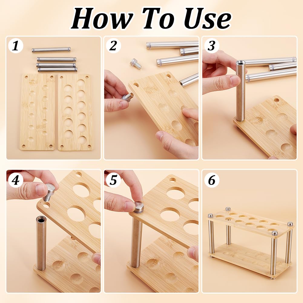 AHANDMAKER Test Tube Rack, 11 Holes Lab Test Tube Holder for 21.5mm Diameter Test Tubes, Lab Test Tube Rack for Scientific Experiments, Wood Spice