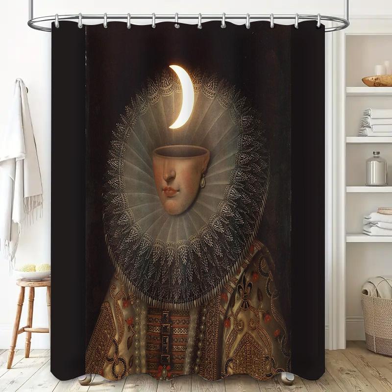 Vintage Portrait Shower Curtain Gothic Renaissance Art Bathroom Decor Tapestry Backdrop Unique Home Textile Halloween Party