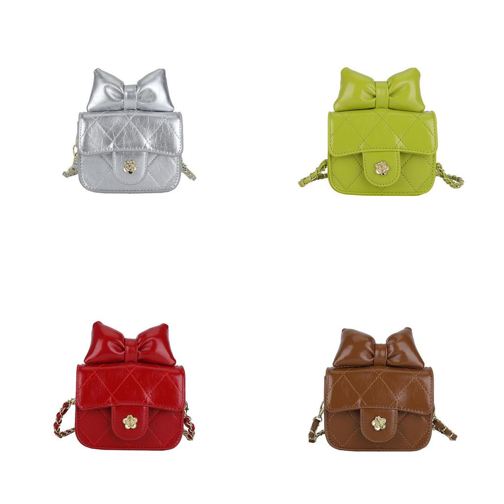 No Ip Small Pu Diamond Quilted Girls Crossbody Bag With Bow For Daily Use