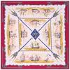 POBING 100% Silk Scarf Women Large Shawls Spain Warship Print Stoles Square Bandana Hijab Luxury Kerchief Female Foulards 130CM