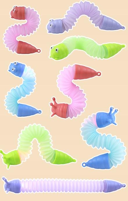 Αισθητηριακό Σκουλήκι Κάμπια ή Σαλιγκάρι Anti-Stress Pop Tube LED Φωτιζόμενο