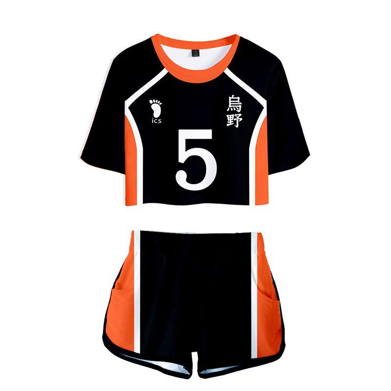 Vibrant Haikyuu Karasuno Nekoma High School 3d Printed Women Costume Comfortable Short Sleeve Tshirt And Shorts