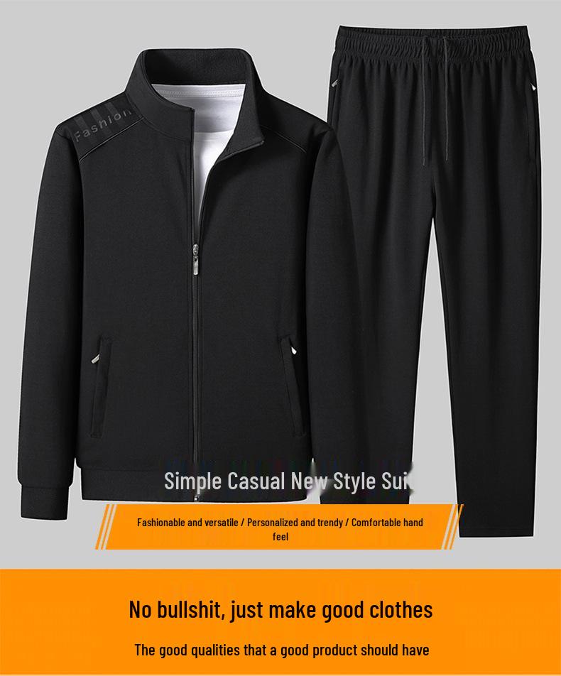 Men's Loose Fit Sportswear Set for Middle-Aged and Elderly - Long Sleeve, Casual, Ideal for Spring/Autumn/Winter