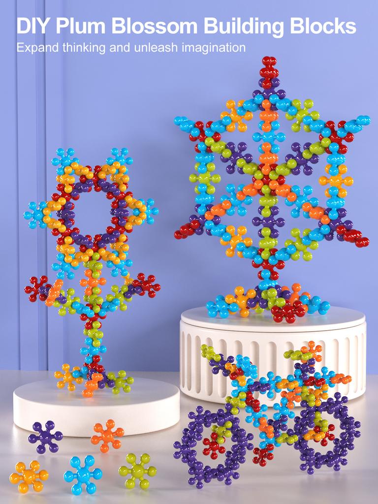 3D Rotating Plum Blossom Building Blocks Interlocking Snowflake Toy Preschool Educational STEM Toy for Kids