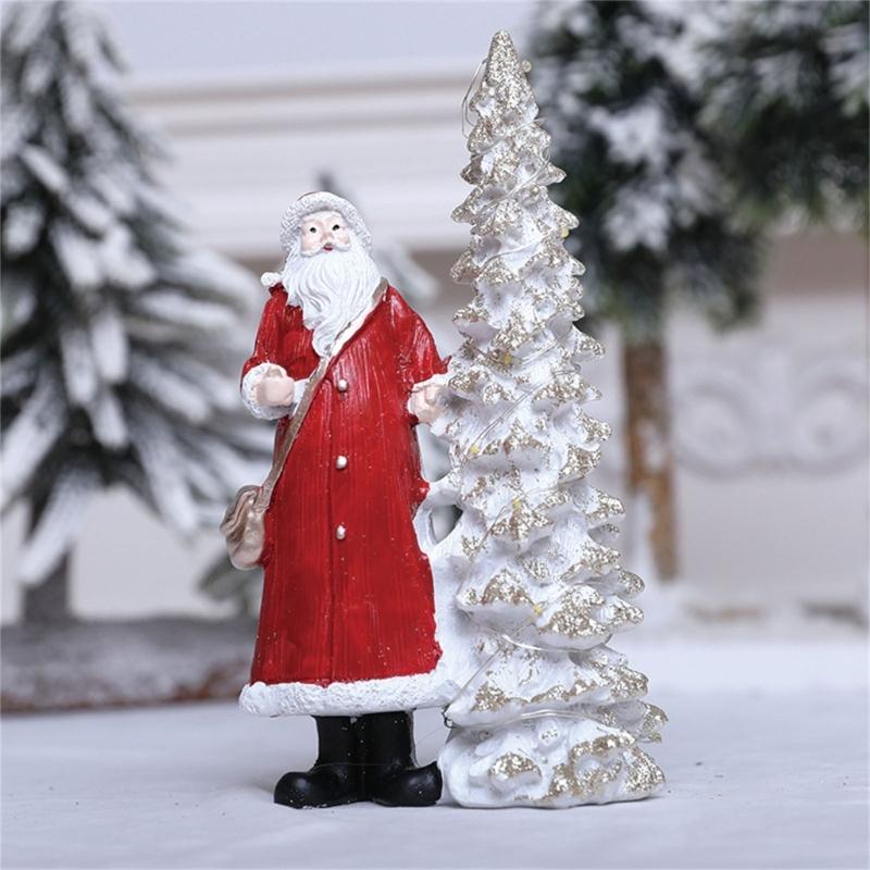 Christmas Figurine Figure Decors Resin Santa Clauses Statue Christmas Decorative Figurines Centerpieces for Holiday