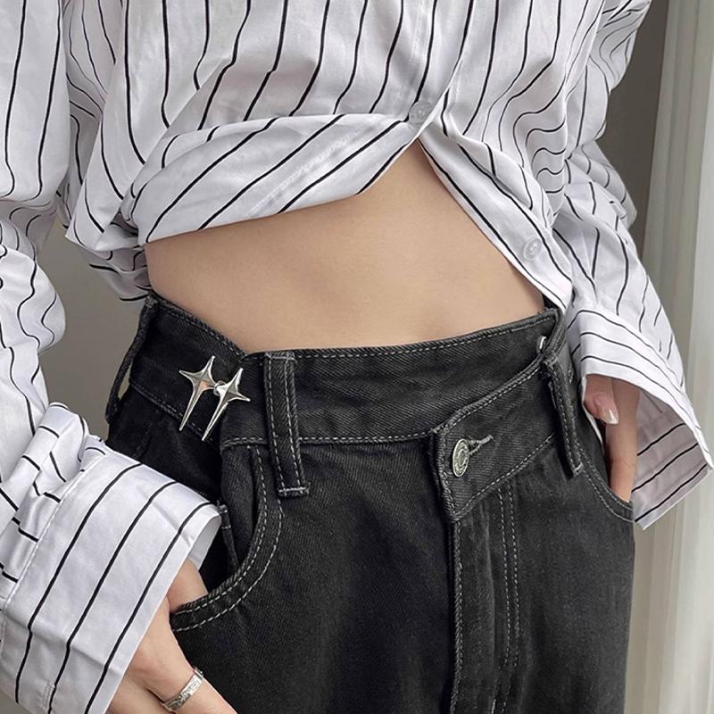 Temperament Four Pointed Star Waist Tightening Tool Adjustable Waist Buckle Able Jeans Fixed Waist Buckle