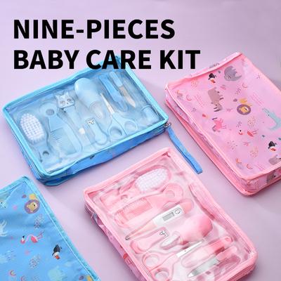 Baby Care Set Baby Nail Clippers Thermometer Care Tools Comb Brush Care 9 Pieces Set Care of Small Children At Home Always Have Daily Necessities