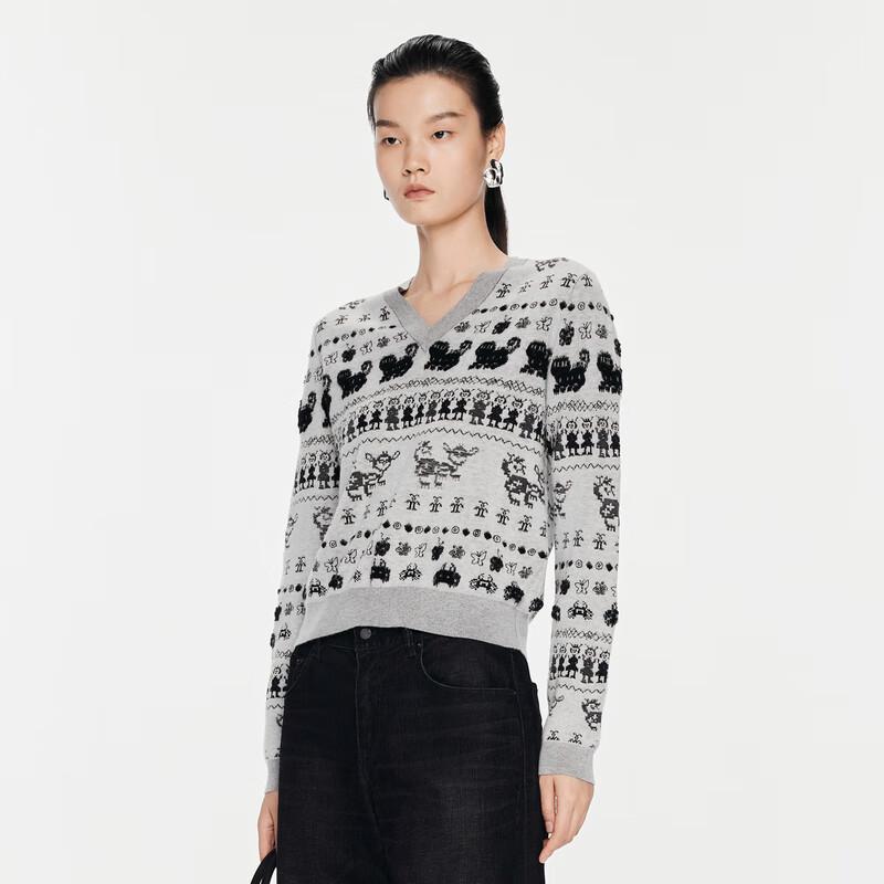 JNBY Women's V-neck Wool Knit Pullover