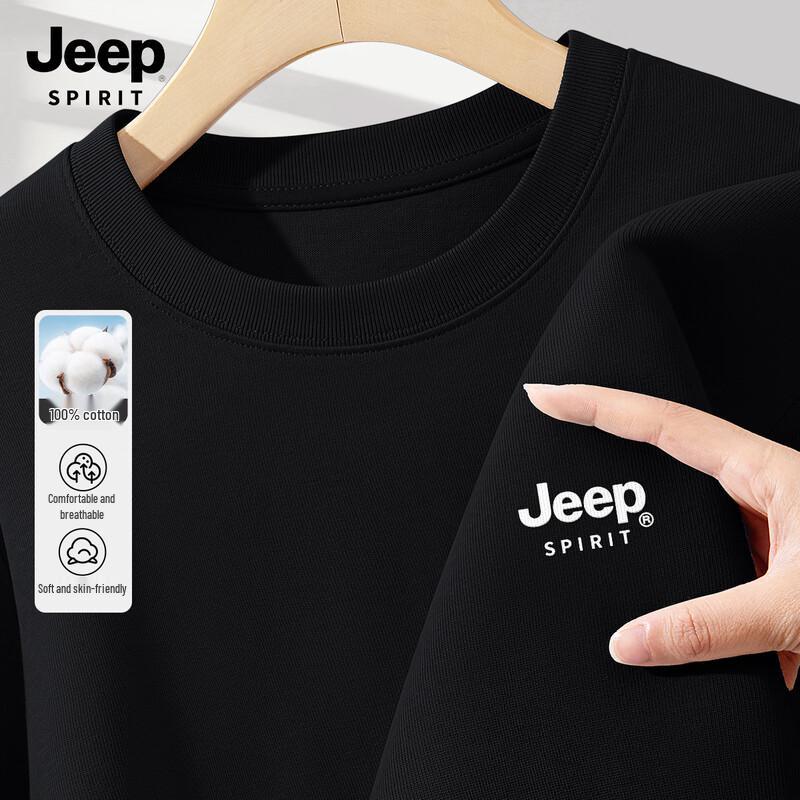 JEEP SPIRIT Men s 2025 Heavyweight Cotton Loose Fit T-Shirt L
