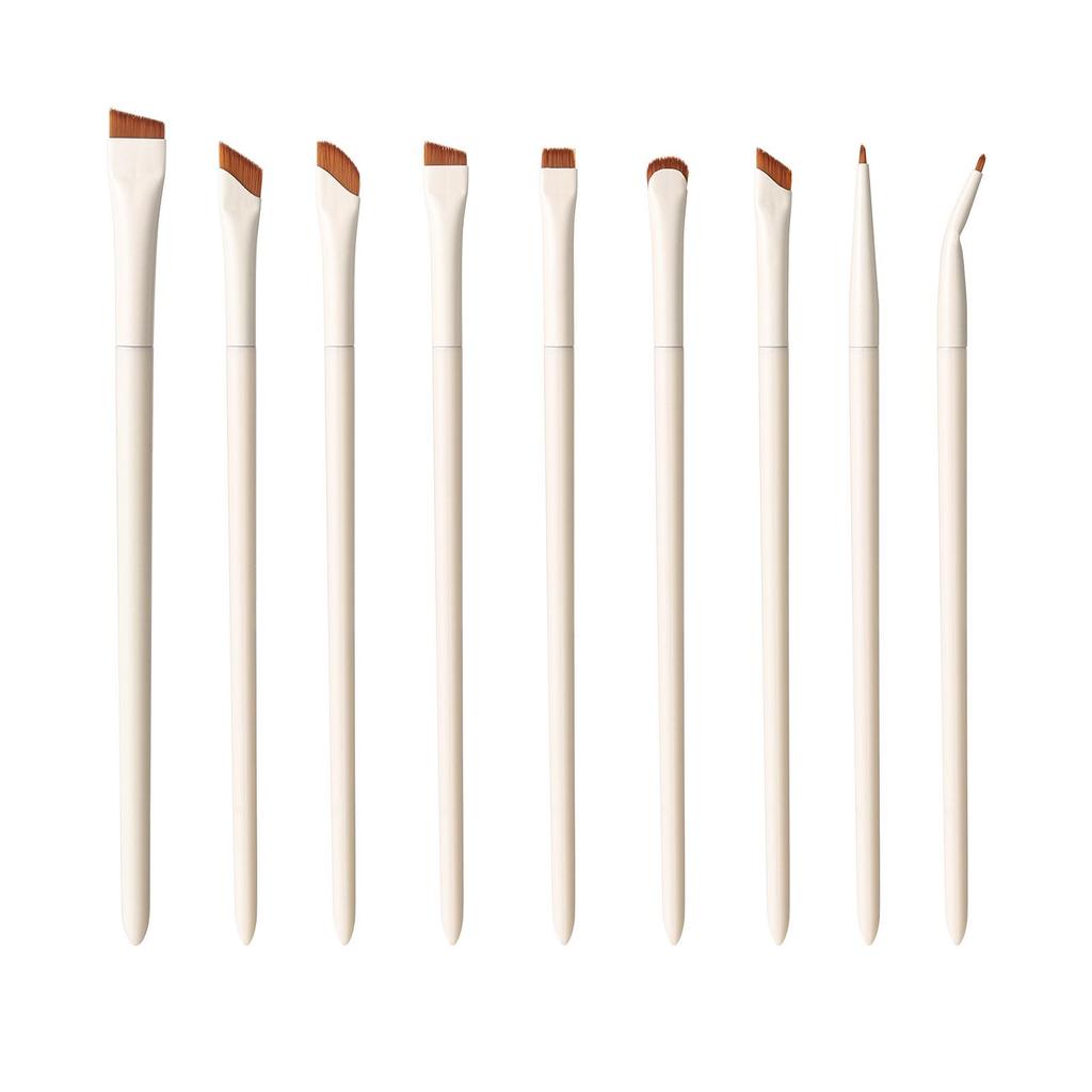 Porcelain White Scythe Eyeliner Brush Set (1/3/7/9 Pieces) – Angled, Fine Knife Edge for Eyebrows & Eyes