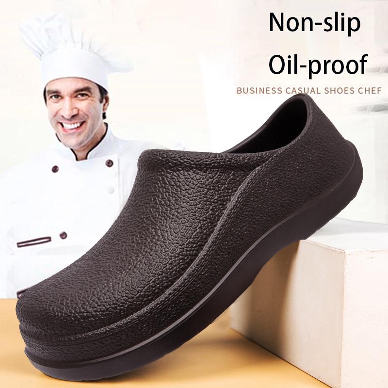 Men Chef Shoes Man Beach Summertime Slide Shoes Water-Proof Oil-Proof Kitchen Shoes Eva Anti-Skid Garden Clogs El Work Shoe Sandal