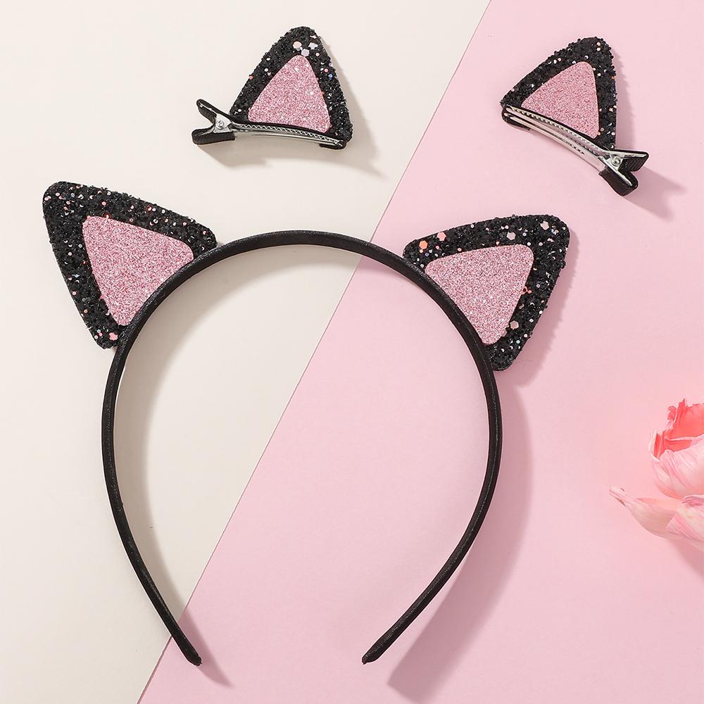 

3 шт./набор Милая повязка на голову с кошачьими ушками из двусторонних пайеток для девочек Прекрасная аниме заколка для волос Мультяшный головной убор Косплей аксессуары для волос