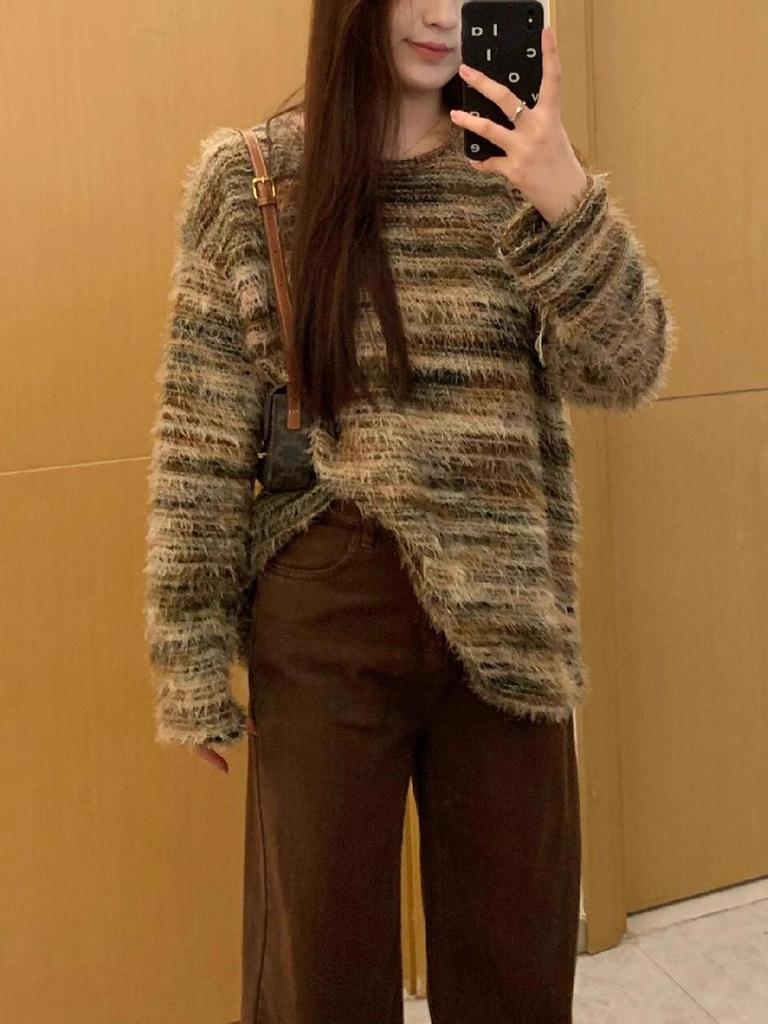 Melanoid Brown High Waist Wide-Leg Jeans for Women - Autumn/Winter Velvet Lined Floor-Length Pants