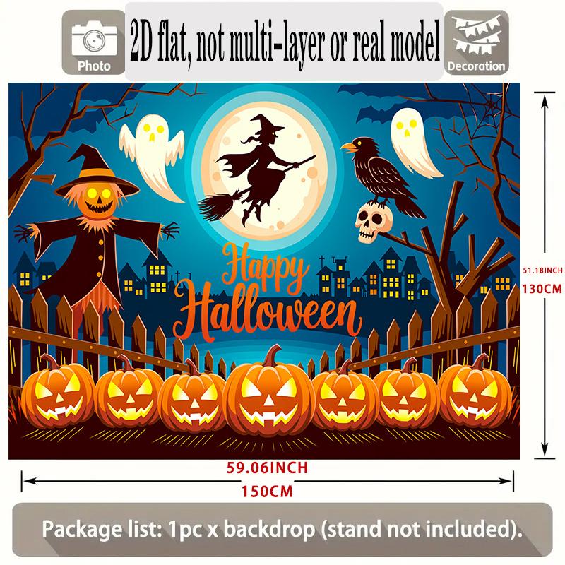 Party Backdrop Halloween Flat Banners Scary Pumpkin Witch Celebrations Wedding Enthusiasts Photo Booth Background Front Door Decor