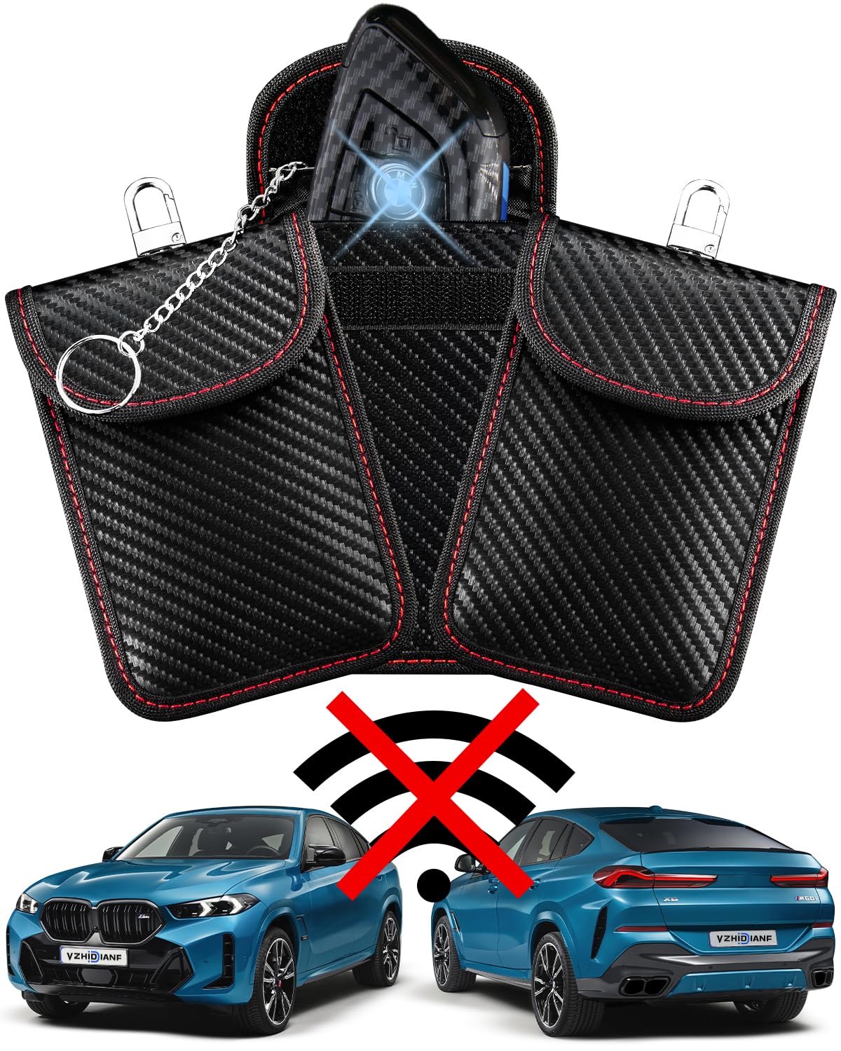 

Car Key Signal Blocking Shield Case Faraday Bag Protector Pouch Signal Blocker Case RF Signal Safe Lock Bag For Car Keys чёрный