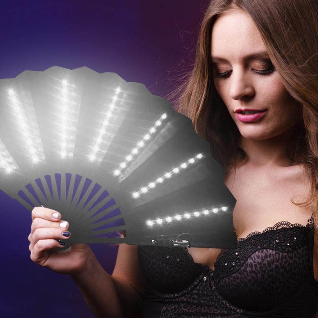 Night Show Halloween Christmas Rave Festival Accessories Dancing Light Fan Glow Folding Led Fan Glow In The Night Party Supplies