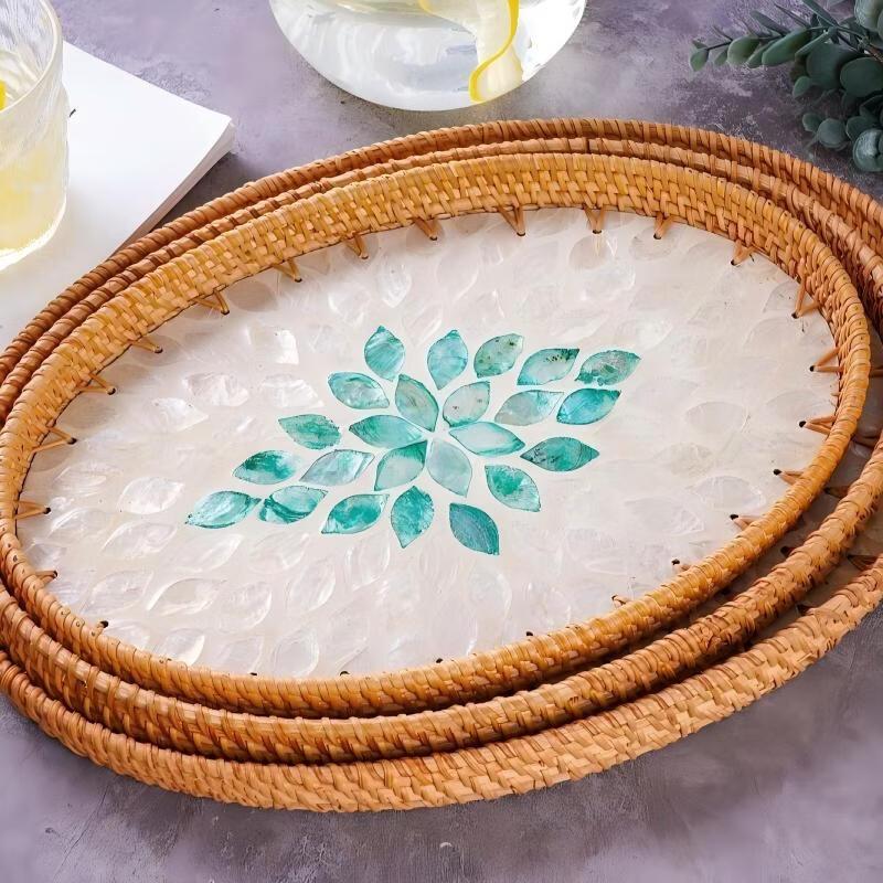 Rattan Woven Decorative Serving Tray