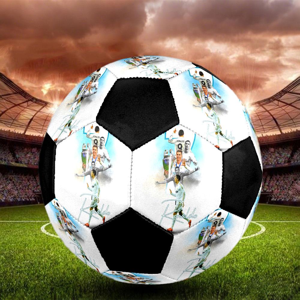 1 Stück Cristiano Ronaldo Glory Größe 5 Fußball PrahaHallenfußball Ball Bunt Alle Altersgruppen Maschinengenäht PVC Wettkampfbereit Langlebig Hoher Rückprall