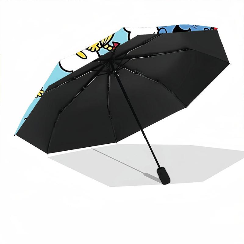 1pc Cute Automatic Folding Umbrella - 8-Rib Iron Frame, Windproof, Portable Sunshade with Plastic Handle for Travel & Outdoor Activities, Ou