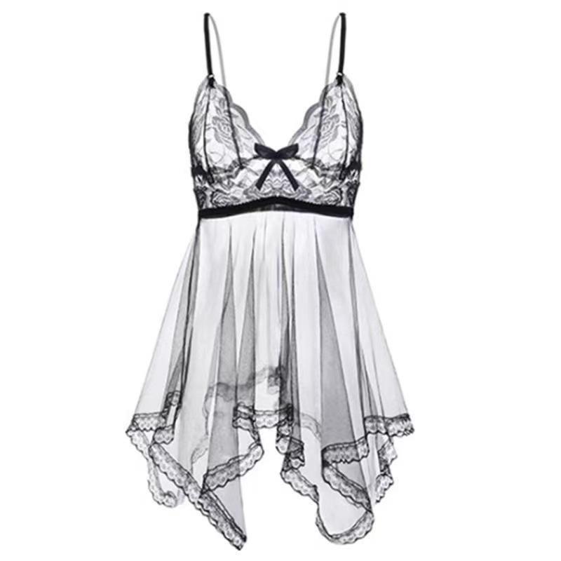 Alluring Lace Mesh Temptation Nightgown Set - Plus Size Sling 1192