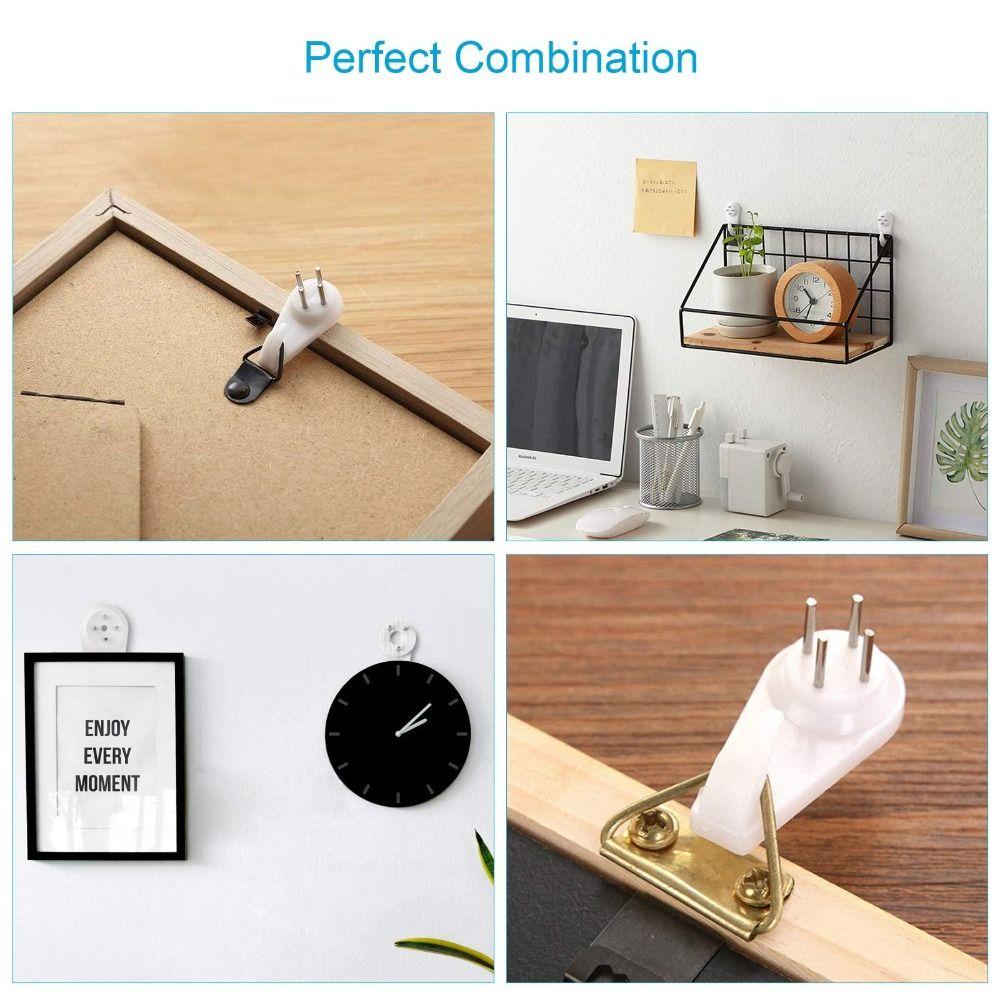 61 Pcs Plastic Picture Hanger  Picture Hanging Kit Invisible Nail Hangers  Hardwall