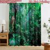 2D Flat Printing 2pcs Curtain Curtain Lush Green Tropical Forest Digital Printed Polyester Drapes Birthday Party Perfect for