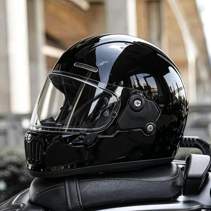 DOT Retro Full Face Motorcycle Helmet 3C Certified Small Shell Men Women Scooter Cruiser With Bluetooth
