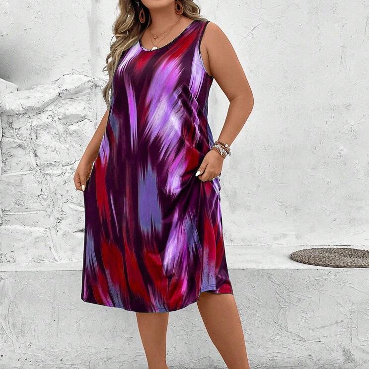 GMXIA Frühling Sommer Damenmode Print Plus Größe Damen Kleid Frauen