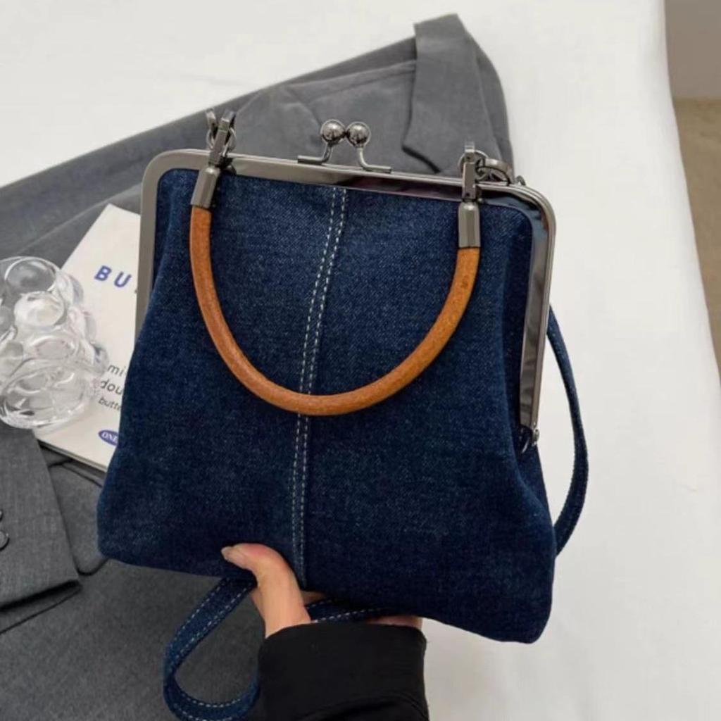 Autumn Women's Handmade Denim Splicing Handbag - Small Hand-Held/Messenger/Shoulder Bag