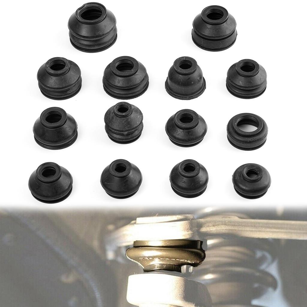 Ball Joint Kit 14pcs Universal Rubber Tie Rod End Suspension Steering Ball Joint Boots Dust Protector Cover Steering Accessory Replacement Kit