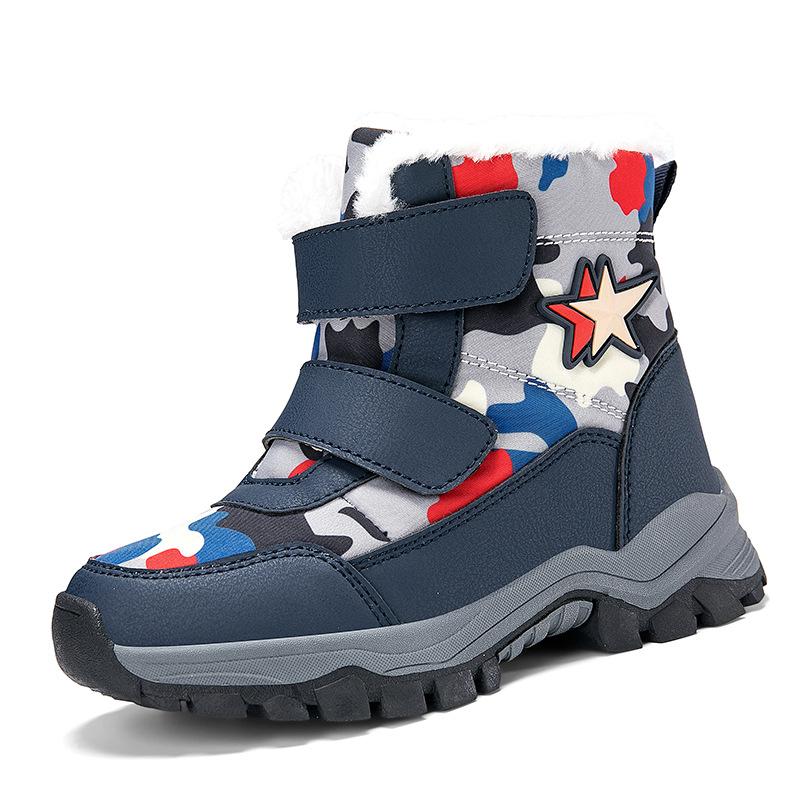 

Factory customized children s snow boots 2026 winter new children s waterproof piled thickened warm medium and small children s cotton shoes Full hand (28-39 total 12 pairs) темно-синього кольору