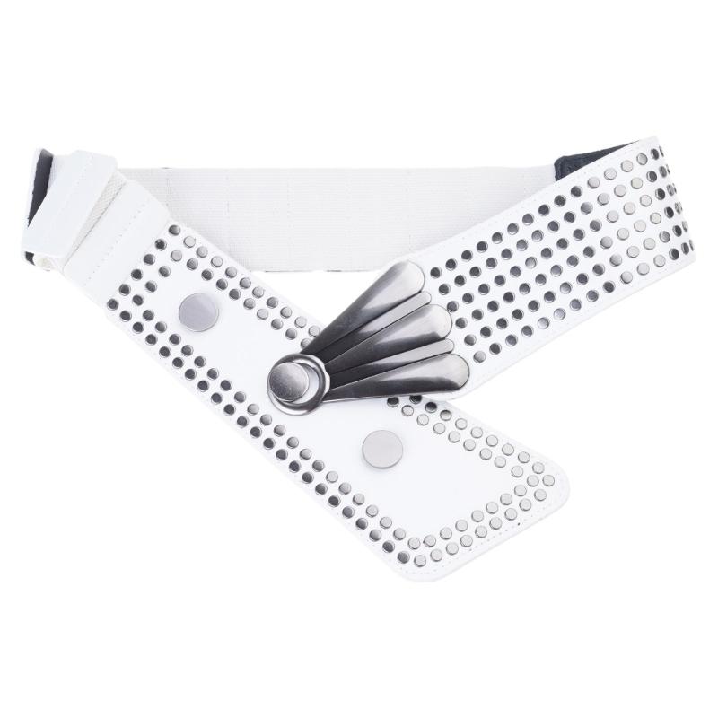 

Панк Широкий Еластичний Ремінь З Заклепками Регульована Талія Для Жінок Карнавалів Косплею Перевдягання Декори На Талію білий