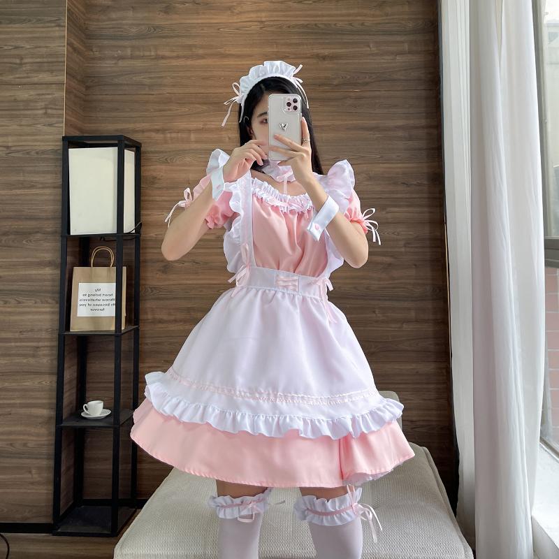 Wonderful Warmth Travels The World, Red Wine Sweet Heart Maid Outfit Lolita Cute Maid Outfit Cosplay Mobile Game