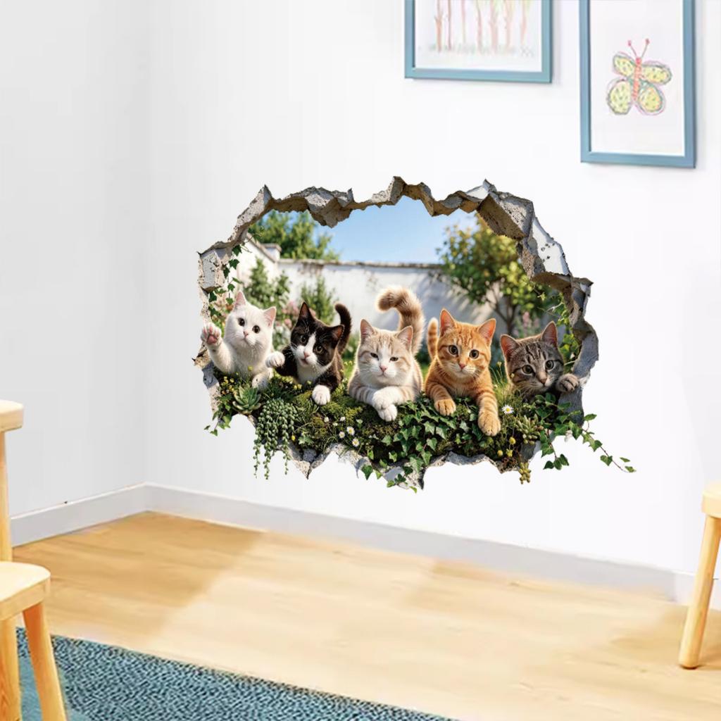 Creative 3D Breaking Through Wall Decal Sticker for Bedroom Wall Decor