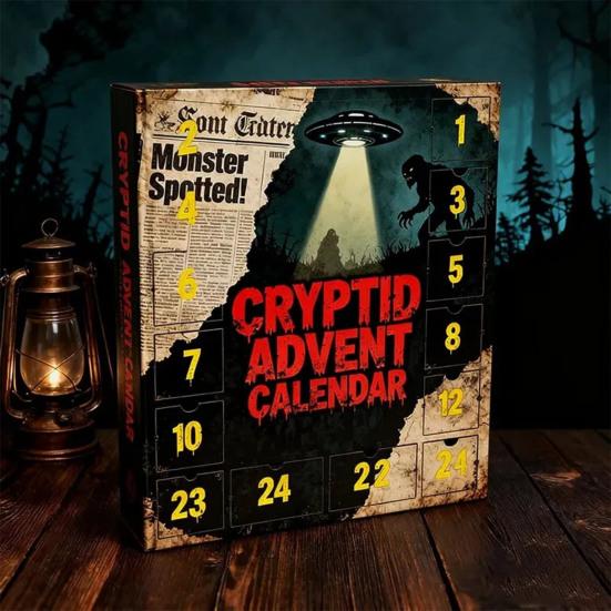 2025 Kryptozoologisk Adventskalender 24 Dager Paranormal Nedtelling Julepynt med 24 Samleobjekt 2D/3D Mytisk Skapning Pyntegjenstander