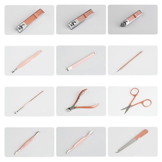 1 Set Rose Gold Color Manicure Cutters Hygienic Faux Leather Toenail Fingernail Manicure