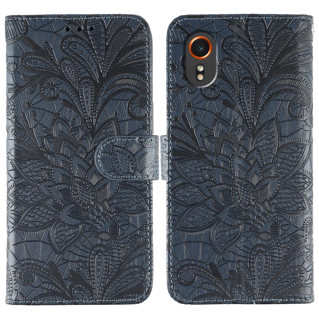 For Samsung Galaxy Xcover7 Case Lace Flowers PU Leather Flip Wallet Phone Cover